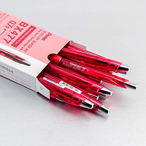 Pentel RSVP Super RT Ballpoint Pen, (0.7mm) Fine Line, Red Ink (BX477-B)