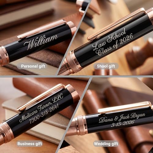 Ancolo Personalized Ballpoint Pens - Luxury Pens with 10 Black Ink Refill