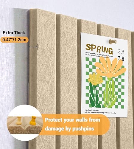28" x 18" Felt Bulletin Board Tiles 1/2" Thick, Tan