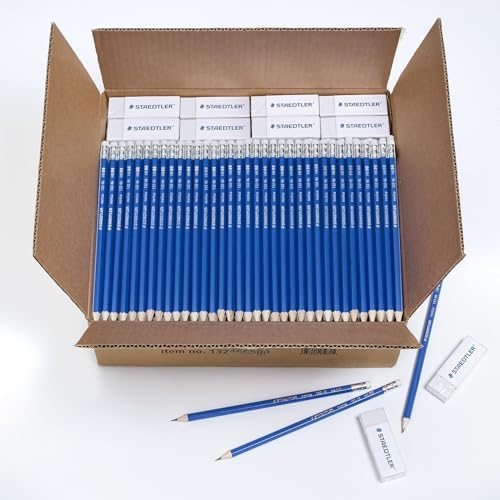 STAEDTLER Norica #2 HB Pencils Class Pack with Erasers, 500-Count School Supplies Set, Break-Resistant Lead, Pre-Sharpened Bulk Pack, PVC-Free Erasers