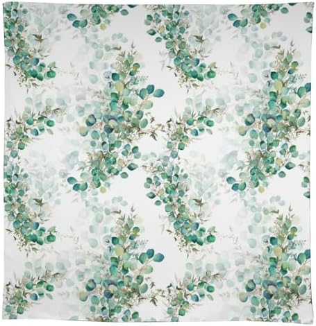 Spring Botanical Tablecloth, Watercolor Sage Green Eucalyptus Leaves Print Table Cloth Cover for Kitchen Dining Indoor Outdoor Decor 60x110in