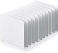 Suzile Metal Desktop File Organizer, 10 Compartments, Vertical File Sorter, White, 5.79" W x 10.63" L x 5.41" H, Office, Reception Areas, Workspace