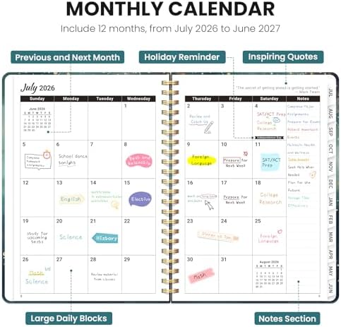 Large Planner 2026-2027, A4 (8.5" x 11") Hardcover Weekly & Monthly Planner July 2026 - June 2027 with Monthly Tabs, Academic Planner for School, Work and Office, Whale Dreams