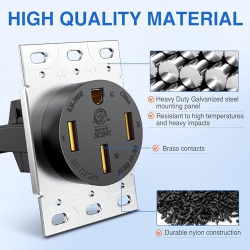 Nilight 50AMP RV Power Outlet 125/250V ETL Listed NEMA 14-50R