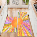 Boho Kitchen Mats for Floor Floral Cushioned Anti Fatigue Mats for Kitchen Floor for Sink, Stove, Desk, Laundry,17"x30"+17"x47", Orange