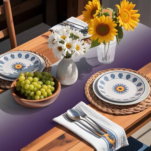 Purple Gray Gradient Table Runner Dresser Scarf 13 x 108 Inch Modern Ombre Minimalist Table Runners Non-Slip Heat Resistant Kitchen Dining Table Decor for Home Holidays Indoor Outdoor