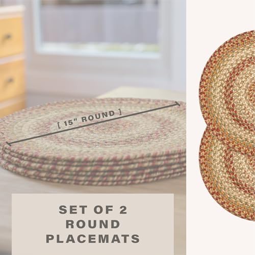 Homespice Harvest Braided Placemats Ideal as Table Mats, Round 15" Set of 2