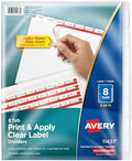 Avery Index Maker Clear Label Dividers, 8-Tab, White, 5 Sets