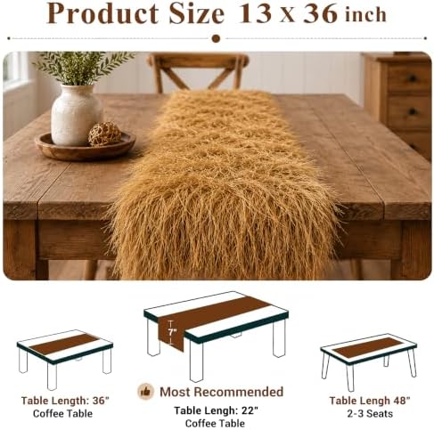 XLX TURF Fake Thatch Hay Table Runner 36 Inch for Western Fall Party Decor