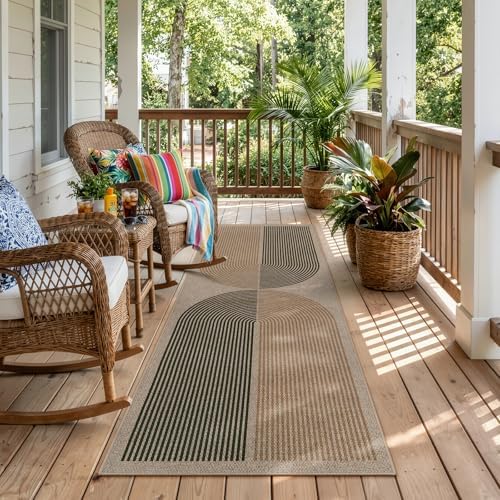 Lahome Enfys Modern Rainbow Easy Jute Rug, 2x6 Kitchen Runner Washable Rug Runners for Hallways Farmhouse Carpet, Non Slip Indoor Outdoor Runner Contemporary Door Mat for Laundry Porch