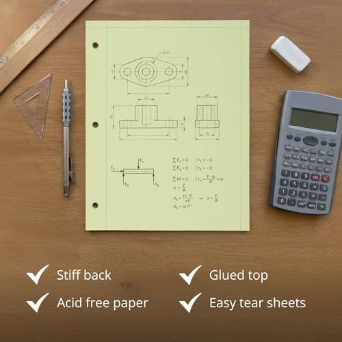 Roaring Spring Graph Ruled Engineering Pad, Engineering Graph Paper Pad, 24 Pack, 5x5 Enclosed Grid, 8.5" x 11", 100 Sheets, 3 Hole Punched, Green Tinted Sheets, Made in USA