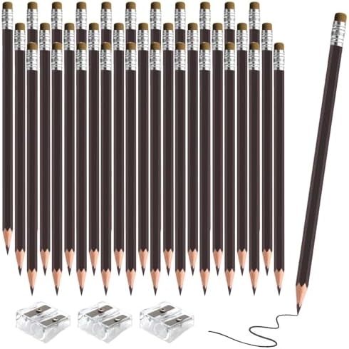 36 PCS Brown Colored Pencils with Eraser Pre Sharpened Pencil 2 HB - Ideal for Checking, Grading, Tests & Office/School Supplies (Brown)