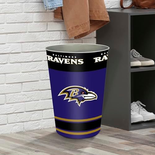 FANMATS 34615 NFL - Baltimore Ravens Wastebasket | Purple | 15"x10.5"x10.5" | Primary Logo, Helmet, & Wordmark