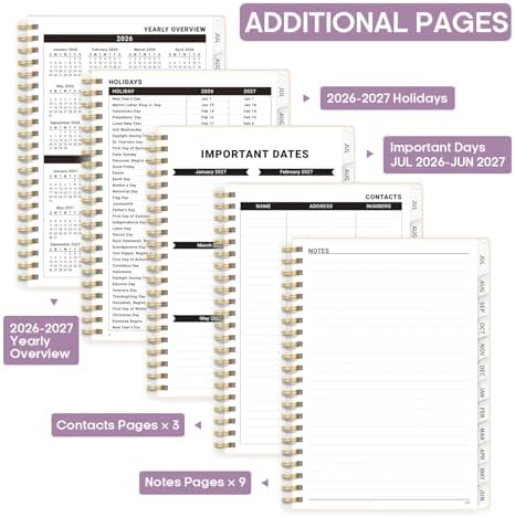 Planner 2026-2027, Weekly & Monthly Academic Calendar, Jul 2026 – Jun 2027