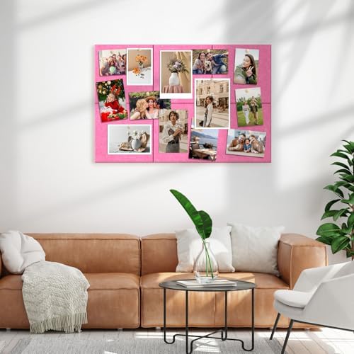 MaxGear Felt Bulletin Board 36" x 24", Pink Felt Wall Tiles Push Pins