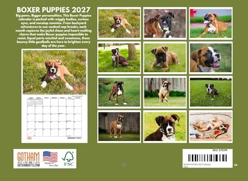 Boxer Puppy Calendar 2027 Monthly Wall Calender 12 Month