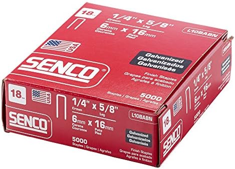 Senco L10BABN 18 Gauge by 1/4" Crown by 5/8" Electro Galvanized Staples (5, 000per Box) (Pack of 5)