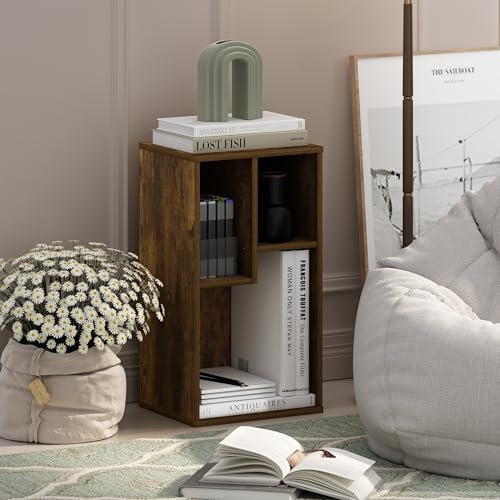 Furinno DALY Book Shelf, 3-Cube Bookshelf, Cube Storage Organizer Bookcase with Irregular Compartments, 9.4 x 11.7 x 21.3, for Living Room, Bedroom, Home Office, Amber Pine
