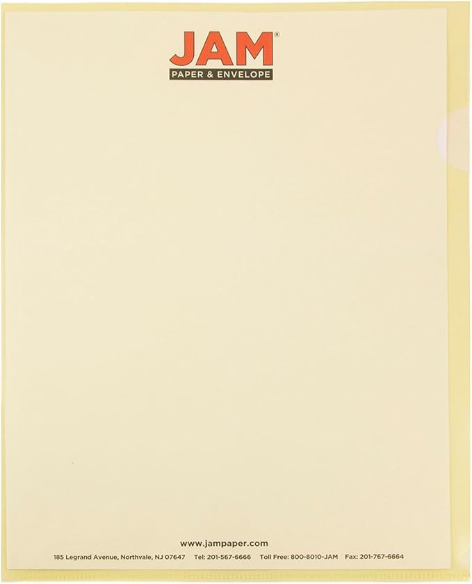 JAM PAPER Plastic Sleeves - Letter Size - 9 x 11 1/2 - Yellow Project Pockets - 120 Bulk Page Protectors/Pack