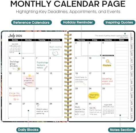 Planner 2026-2027, Monthly & Weekly Jul 2026-Jun 2027 Planner Calendar