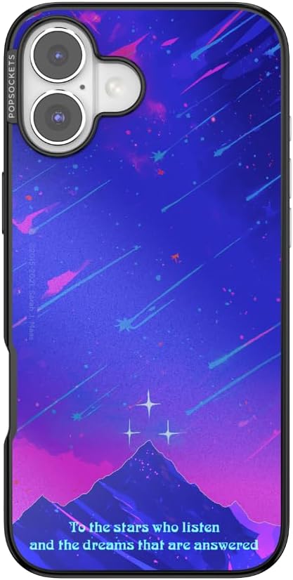 PopSockets iPhone 16 Plus Phone Case with MagSafe, Wireless Charging Compatible, Bookish - Mirror Starfall