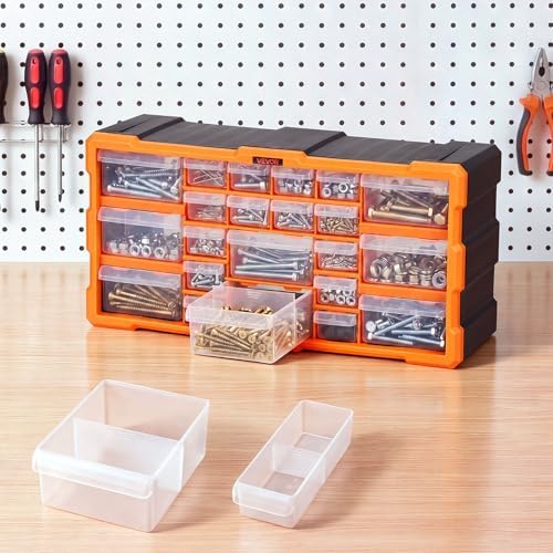 VEVOR 22-Drawer Storage Organizer, Plastic, Drawer Storage Cabinet for Garage Organization, Stackable Small Parts Organizer, Wall-Mounted Toolbox, for Hardware, Beads, Screws, Crafts, Building Bricks