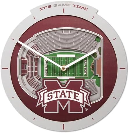 YouTheFan NCAA Mississippi State Bulldogs StadiumView 3D Wall Clock