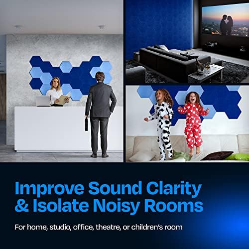 Acoustic Panels 12-Pack Soundproof Wall Panels 12"X10.4"X0.4" Sound Panels High Density Sound Dampening Panels - [Admiral Blue Hexagon]