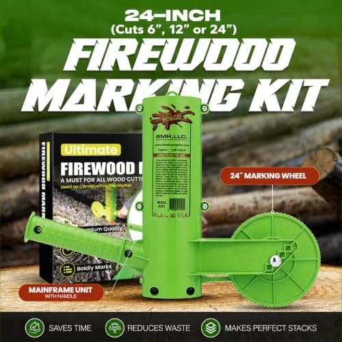 THE MINGO Marker Firewood Measuring Tool - Chainsaw Firewood Marking Tool With Marking Wheel - Log Paint Marker -Firewood Measuring Tool - Chainsaw Accessories (Mingo Marker With 6"-12"-24" Wheel)