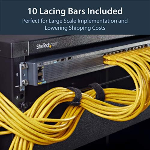 StarTech 10-Pack Horizontal Cable Lacing Bar, 19in Rack, TAA (CMLB10)