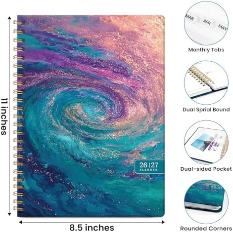 Large Planner 2026-2027, A4 (8.5" x 11") Hardcover Weekly & Monthly Planner July 2026 - June 2027 with Monthly Tabs, Academic Planner for School, Work and Office, Galaxy Flow