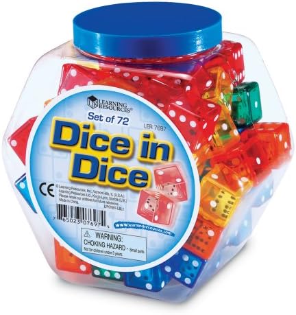 Learning Resources Dice In Dice Bucket, Math Toy, Manipulative, Set of 72, Ages 3+