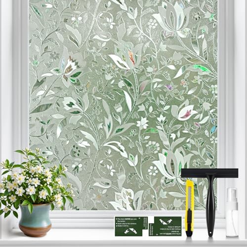 GTJ Rainbow Tulip Window Privacy Film, Static Cling, 17.5 x 78.74 in
