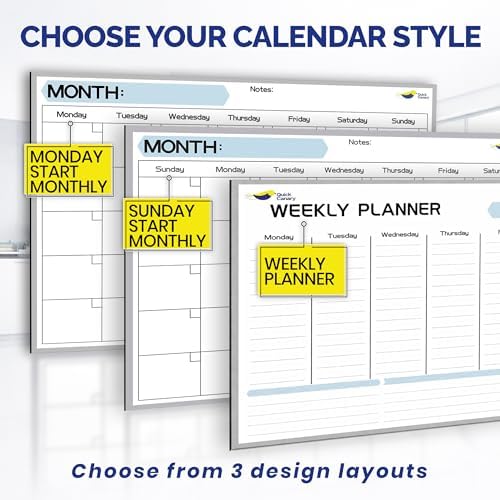 Large Magnetic Weekly Planner for Fridge, Dry Erase Whiteboard Magnet | 17x12" Stain-Resistant Surface, Strong Full-Back Magnet, 7-Day Weekly Planner for Meals & Chores, 4 Markers & Eraser