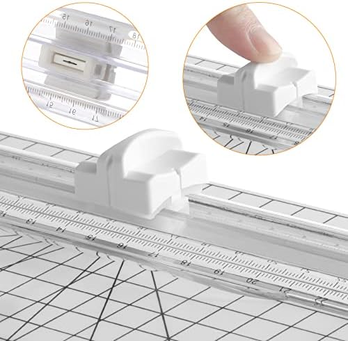 Firbon Morandi A4 Paper Cutter Bundle with 5Pcs White Refill Blades, 12 Inch Paper Trimmer with Side Ruler for Scrapbooking, Craft, Coupon, Label, Cardstock