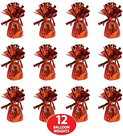 Beistle Orange Metallic Balloon Weights, 12 Pack, 6-Ounce Balloon Anchors