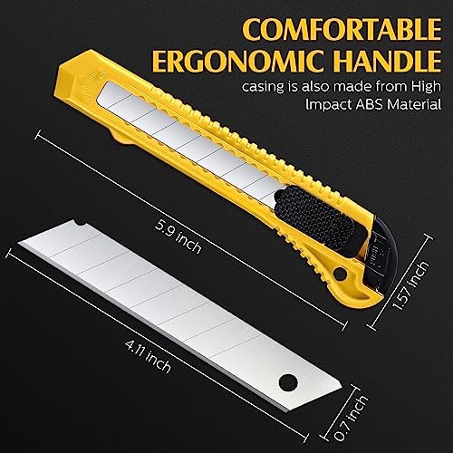 100 Pcs Box Cutter Retractable 18mm Blade for Office Craft Home