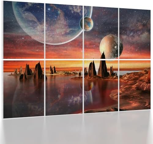 UMIACOUSTICS 8 Pcs 0.7Inch Thick Art Acoustic Panels Twice Thicker to other 0.35 Inch,Total 47.2” x 31.5” Decorative Acoustical Wall Panels for Home, Office, Hotel, Stars Shine-Brightly