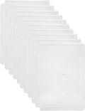 Plastic 3 Ring Binder Pockets Clear Pouches for 5.5’’ x 8.5’’ Paper Folder Organizer Hook Loop Closure 10 Pack