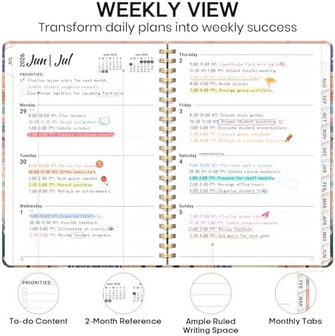 Planner 2026-2027, Weekly & Monthly Academic Calendar, Jul 2026 – Jun 2027