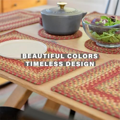 Homespice Cider Barn Braided Trivets for Rustic Decor, Round 8" Set of 6