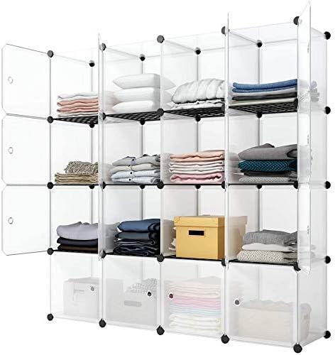 amopacorp 16-Cube Storage Shelf Cube Shelving Bookcase Bookshelf Organizing Closet Toy Organizer Cabinet White Color