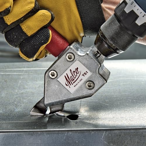 Malco TS1 TurboShear 20 Gauge Capacity Sheet Metal Cutting Attachment, Drill & Impact Driver Compatible,