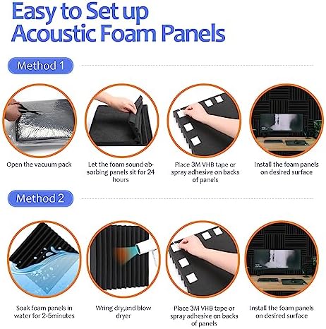 80 Pack Acoustic Foam Panels,1"X 12" X 12"Sound Proof Foam Panels,High Density Sound Absorbing Panels,Soundproof Wedges Panels for Studio Recording & Office & Home