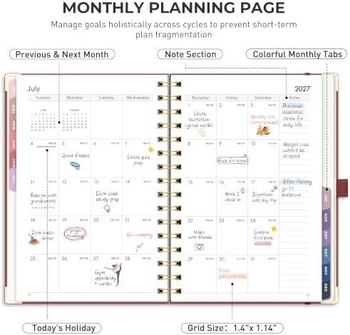 RETTACY 2027 Planner, Weekly and Monthly, A5 Size (5.7" x 8.3")