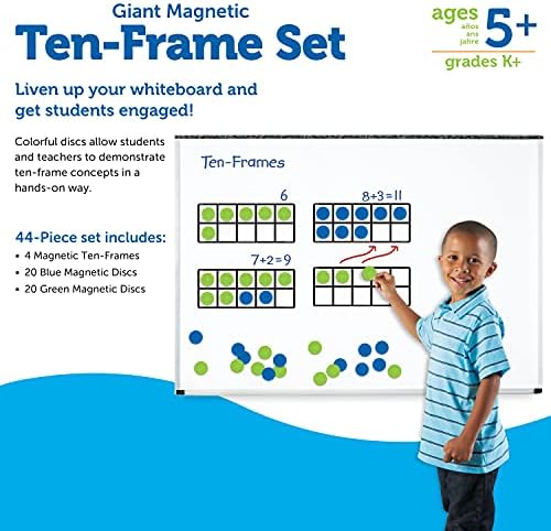 Learning Resources Giant Magnetic Ten Frame Set - Math Manipulatives, Teacher Supplies, Back to School, Ages 5+