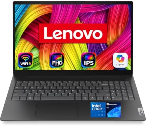 Lenovo V15 Ultra Slim Business & Student Laptop, 15.6" FHD IPS Display, Powerful Intel Quad-Core Processor, 8GB DDR5 RAM, 1TB PCIe SSD, Wi-Fi 6, Ethernet(RJ45), HDMI, Windows 11 Pro, Copilot AI PC