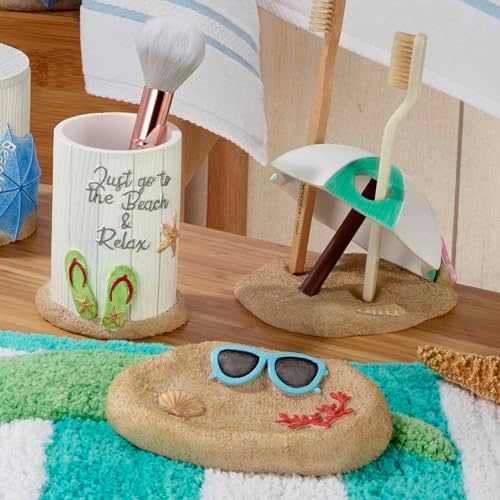 Avanti Linens - Accessory Set, Resin Tumbler, Toothbrush Holder, Soap Dish & Lotion Pump, Durable Bath Decor (Beach Mode Collection)
