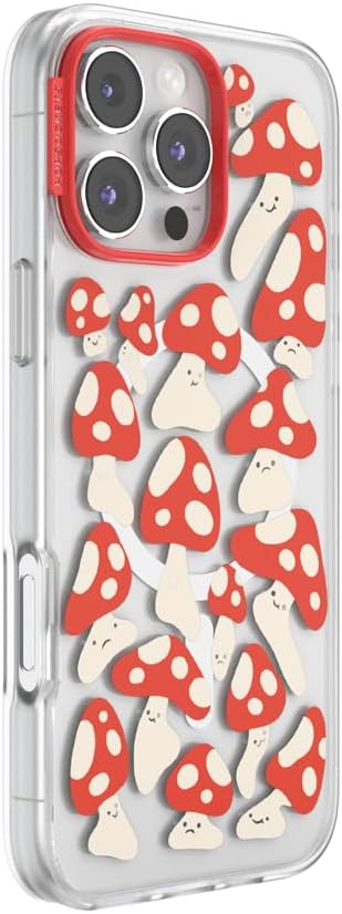 PopSockets iPhone 16 Pro Max Case Compatible with MagSafe, Phone Case for iPhone 16 Pro Max, Wireless Charging Compatible, Case Only - Red Shrooms