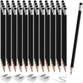 48 PCS Black Pencils Bulk with Eraser, Pre-Sharpened HB Pencils for Writing & Drawing, School Supplies for Kids Homework, Tests, Art Crafts & Teacher Grading (Black)